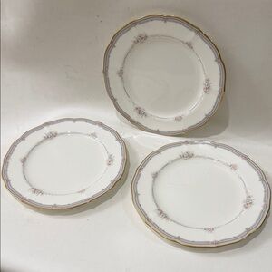Mikasa White Plates with Gold and Pink Floral Accents